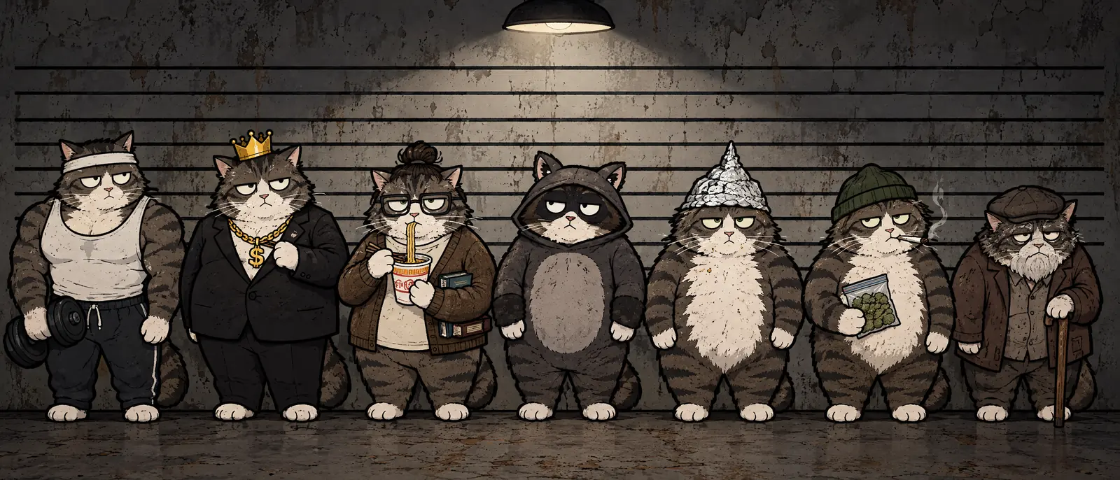 Seven Jerrys in a police lineup