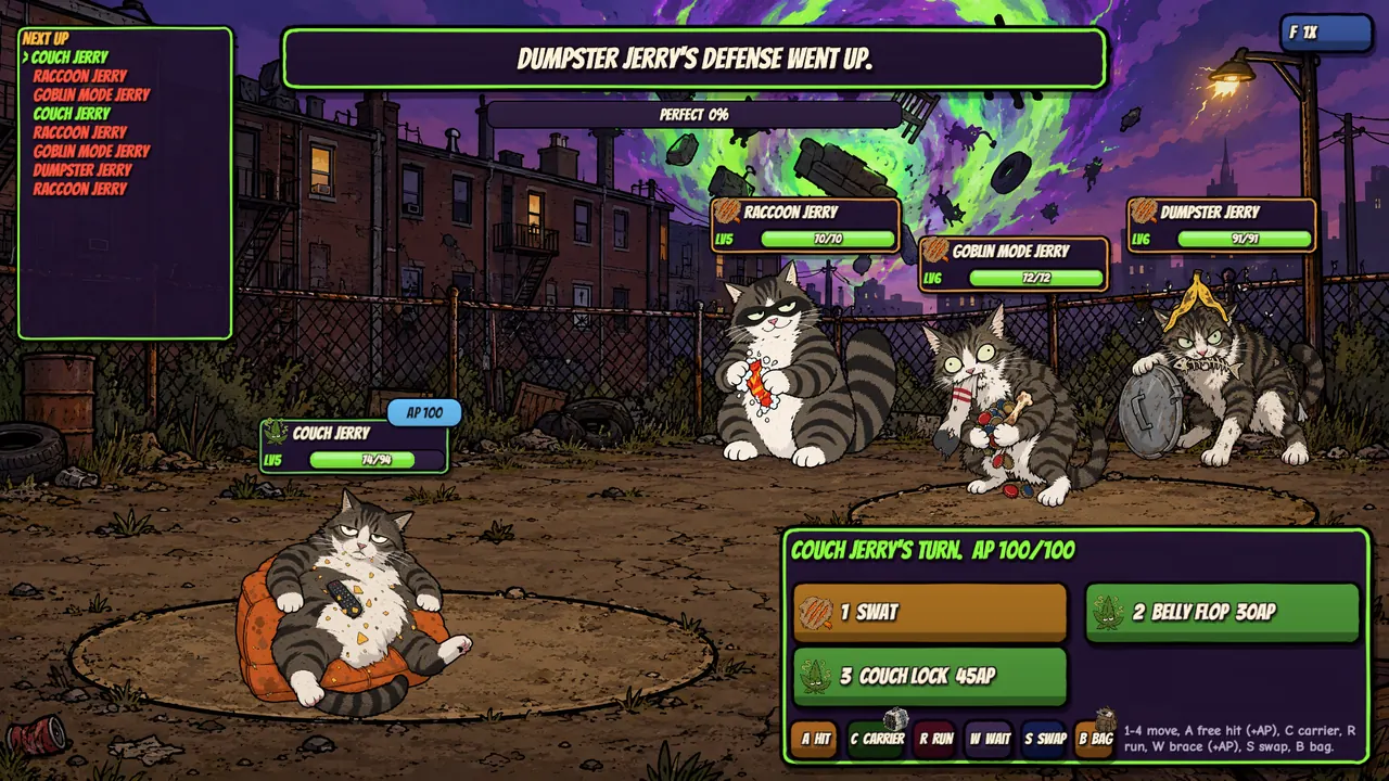 A three on three battle in the vacant lot with the move menu open